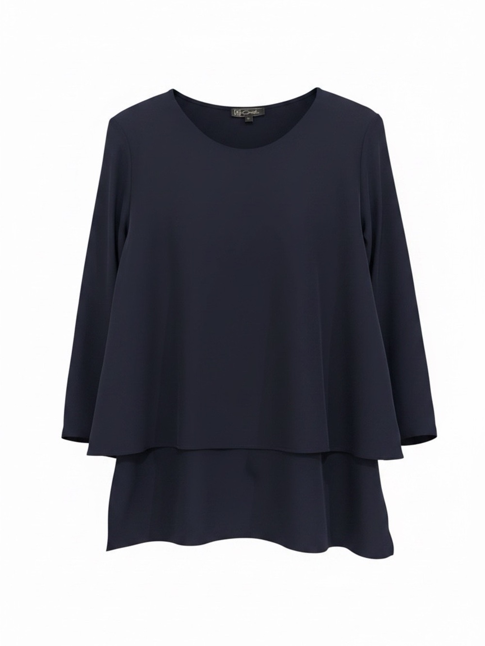 DG2 by Diane Gilman Navy Layered Long-Sleeve Tunic Top